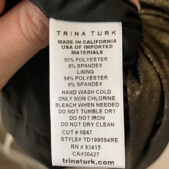 NWT Trina Turk gold metallic gossip dress sz xs - Picture 9 of 10
